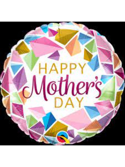 QUALATEX 18" HAPPY MOTHERS DAY COLOURFUL GEMS MICROFOIL BALLOON