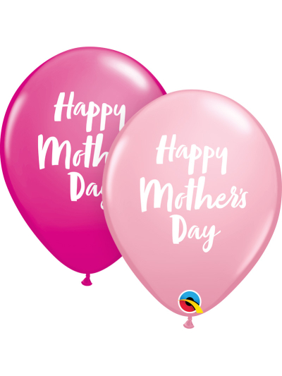 QUALATEX 11" ROUND PINK & WILDBERRY MOTHER'S DAY SCRIPTED BALLOONS PACK OF 25
