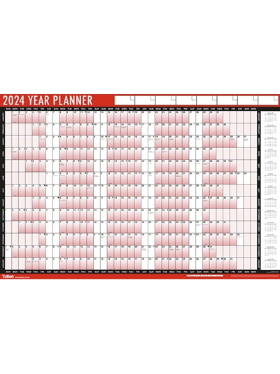 2024 RED & BLK WALL YEAR PLANNER