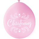 UNIQUE PINK AND WHITE CHRISTENING 9IN LATEX BALLOONS 10