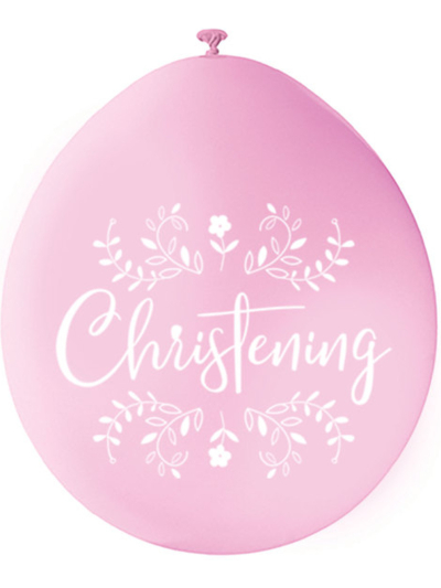 UNIQUE PINK AND WHITE CHRISTENING 9IN LATEX BALLOONS 10