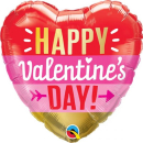 QUALATEX 18" "HAPPY VALENTINES DAY" ARROW STRIPES MICROFOIL BALLOON