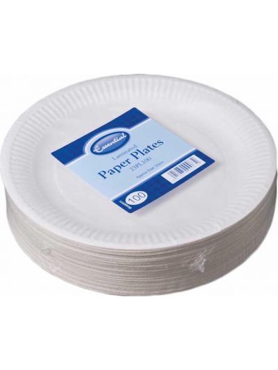 ESSENTIAL 23CM WHITE PAPER PLATES PK100