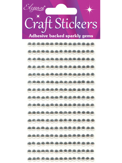 CRAFT STICKERS 4MM 240GEMS CLEAR/SILVER