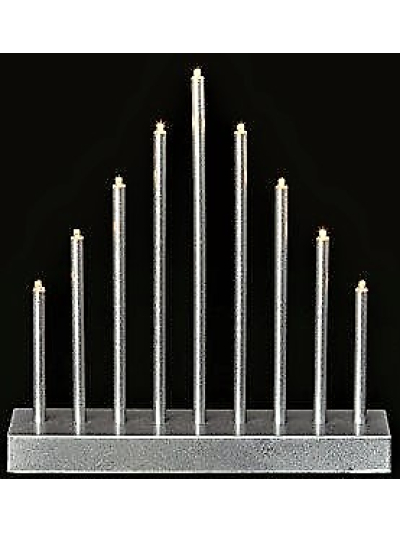 25CM 9L B/O LED CANDLEBRIDGE SILVER