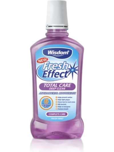 WISDOM EFFECT TOTAL CARE DEEP CLEAN ANTIBACTERIAL MOUTHWASH FRESH MINT, 500ML