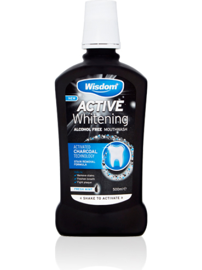 WISDOM ACTIVE WHITENING ALCOHOL FREE MOUTHWASH,500ML