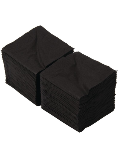 25CM COCKTAIL NAPKINS BLACK PK250