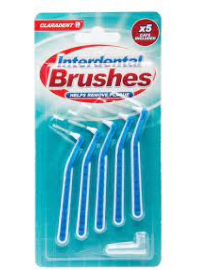 CLARADENT INTERDENTAL BRUSHES HELS TO REMOVE PLAGUE, 5 BRUSHES