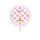 UNIQUE 18" PINK GINGHAM 1ST BIRTHDAY FOIL BALLOON