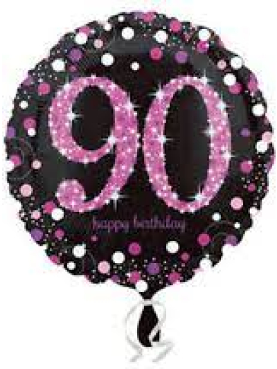 ANAGRAM BLACK AND PINK 90TH STD 18IN FOIL