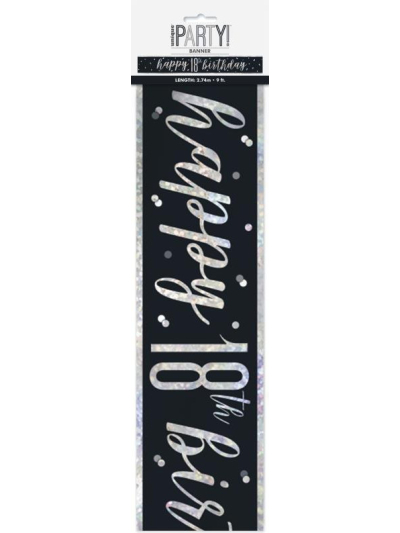 GLITZ BLK HAPPY 18TH BIRTHDAY BANNER
