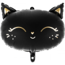 PARTYDECO 48CM X 36CM BLACK CAT HEAD SHAPE FOIL BALLOON