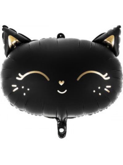 PARTYDECO 48CM X 36CM BLACK CAT HEAD SHAPE FOIL BALLOON