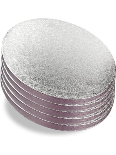 14IN SILVER EMB ROUND CAKE DRUM PK5