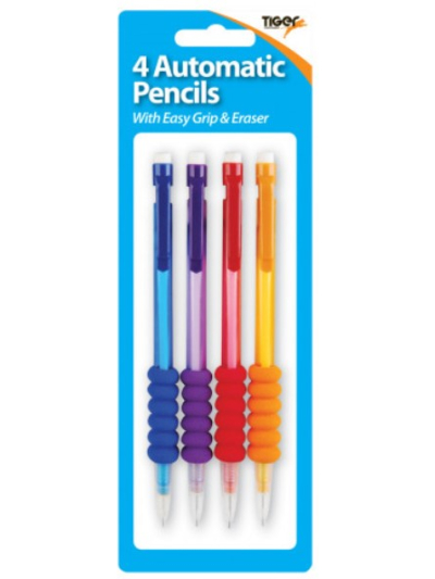TIGER AUTO PENCILS WITH ERASER - PK 4