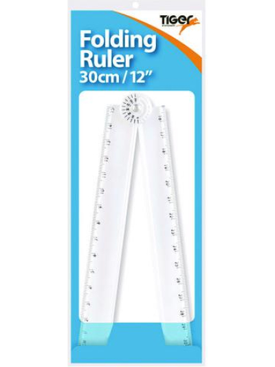 30CM FOLDING RULER/PROTRACTOR CLEAR
