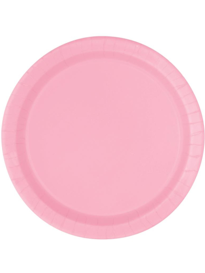 UNIQUE 9" LOVELY PINK DISPOSABLE ROUND PLATES PK16