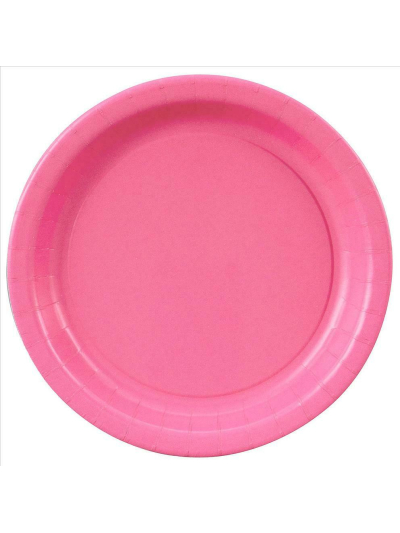 UNIQUE 9" HOT PINK DISPOSABLE ROUND PLATES PK16