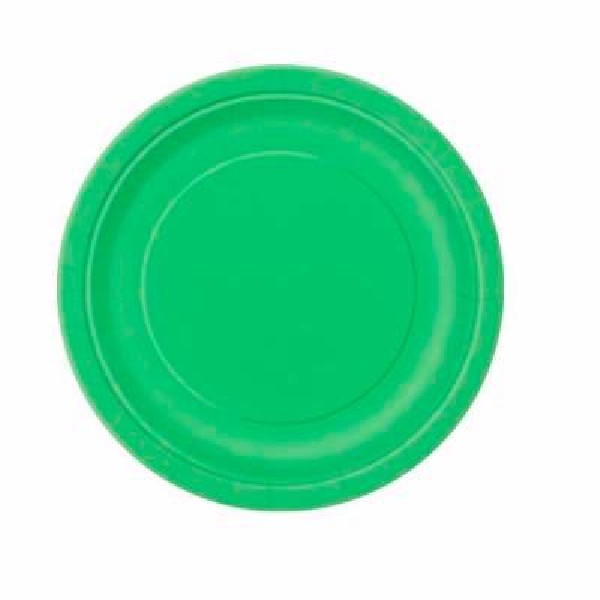 UNIQUE 9" LIME GREEN DISPOSABLE ROUND PLATES PK16