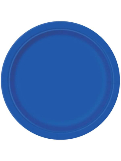 UNIQUE 9" ROYAL BLUE DISPOSABLE ROUND PLATES PK16