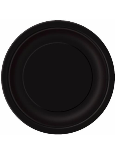 UNIQUE 9" MIDNIGHT BLACK DISPOSABLE ROUND PLATES PK16
