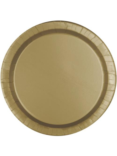 UNIQUE 9" GOLD DISPOSABLE ROUND  PLATES PK16