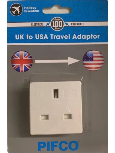 PIFCO UK TO USA TRAVEL ADAPTOR 13A PLUGS TO FIT SOCKTETS