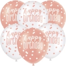 GLITZ 12" ROSE GOLD HAPPY BIRTHDAY ASSORTED BALLOONS