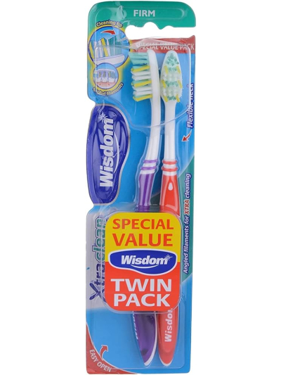 WISDOM XTRA CLEAN MEDIUM TWIN TOOTHBRUSH