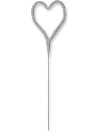 UNIQUE 7" SILVER HEART SPARKLER CANDLE