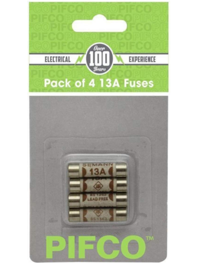 PIFCO PACK OF 4 3A FUSES, APPLIANCES WATTAGE: 250-750W