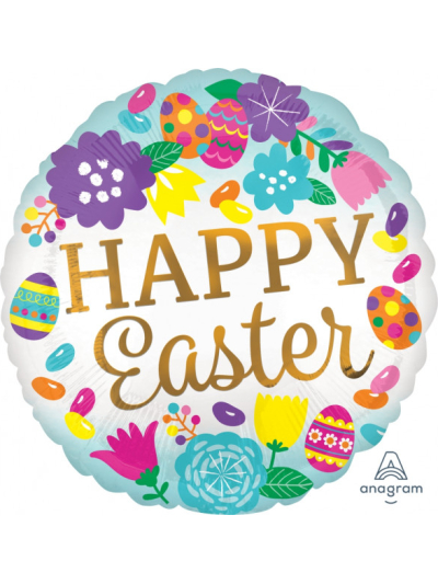 HAPPY EASTER EGGS & TULIPS 17" FOIL