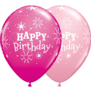 QUALATEX 11" PINK & WILD BERRY SPARKLE BIRTHDAY LATEX BALLOON