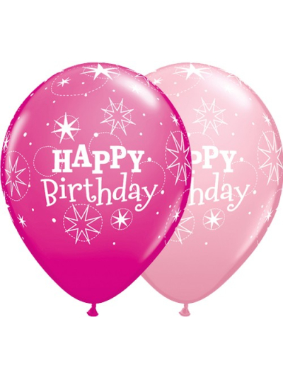 QUALATEX 11" PINK & WILD BERRY SPARKLE BIRTHDAY LATEX BALLOON