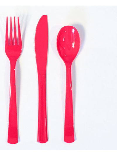 UNIQUE ASST RUBY RED CUTLERY 18PC