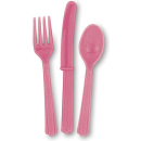 UNIQUE 18 ASST HOT PINK CUTLERY
