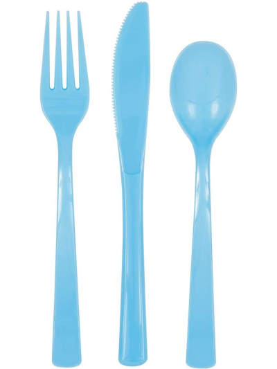 UNIQUE ASST POWDER BLUE CUTLERY 18PC