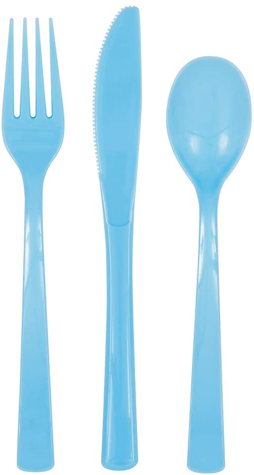 UNIQUE ASST POWDER BLUE CUTLERY 18PC