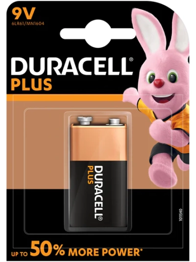 DURACELL PLUS 9V BATTERIES PK1