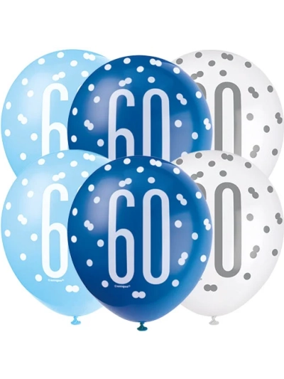GLITZ 12" BLUE AGE 60 ASSORTED BALLOONS