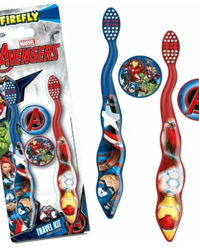 FIREFLY MARVEL AVENGER TRAVEL KIT: 2 TOOTHBRUSHES & CAPS