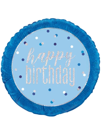 18" GLITZ BLUE HBDAY FOIL BALLOON
