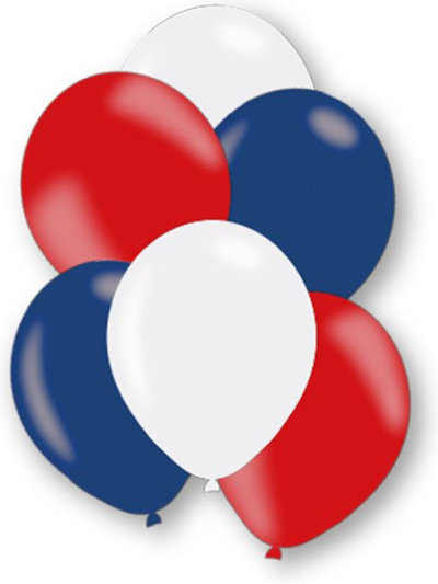 5IN RED/WHITE/BLUE BALLOONS PK50