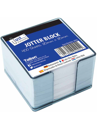 JUST STATIONERY JOTTER BLOCK 400 SHEETS IN PLASTIC CASE