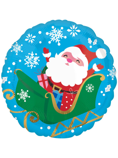 ANAGRAM 17" STANDARD "HAPPY SANTA IN SLEIGH" FOIL BALLOON