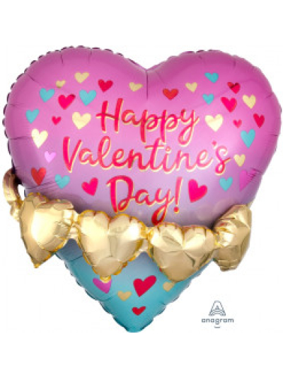 ANAGRAM 21" GOLD HEART GARLAND VALENTINES MULTI BALLOON SHAPE BALLOON
