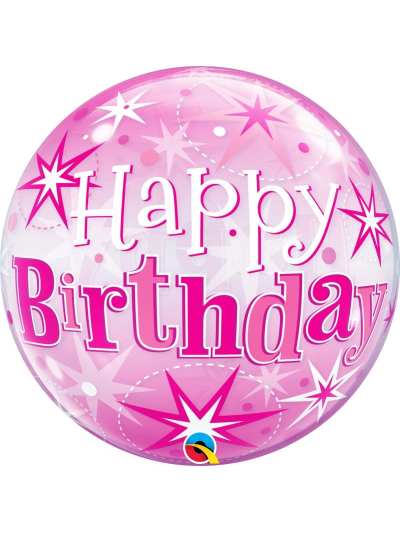 QUALATEX 22″ PINK STARBURST  HAPPY BIRTHDAY BALLOON