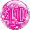 QUALATEX 22″ PINK STARBURST NUMBER 40 BUBBLE BALLOON