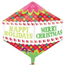 ANAGRAM ULTRASHAPE ANGLEZ 15"X17" "HAPPY HOLIDAYS MERRY CHRISTMAS " FOIL BALLOON